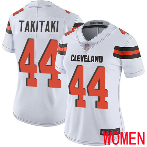 Cleveland Browns Sione Takitaki Women White Limited Jersey #44 NFL Football Road Vapor Untouchable